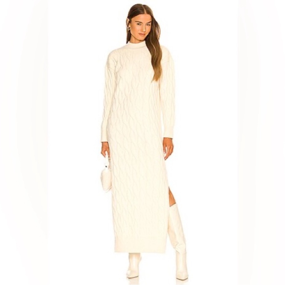 Line & Dot Cream Long Sleeve Knit Dress